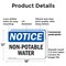 Signmission Non-Potable Water, 18 in W x Rectangle, Plastic OS-2PACK-NS-P-1218-L-15100 - alternate 8